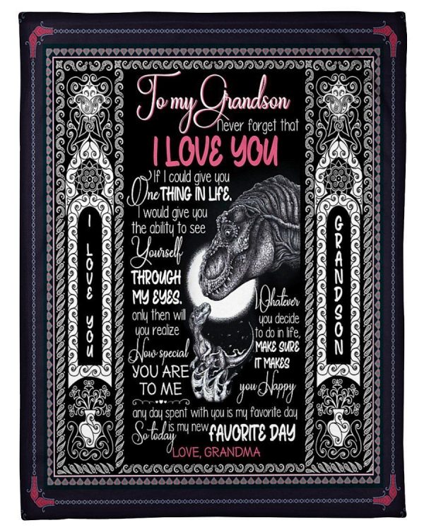 Dinosaur Grandma Gifts For Grandson Never Forget That I Love You Blanket