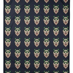 Dog Head Eyeglasses St Patrick’s Day Blanket