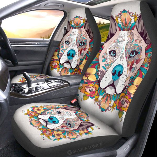 Dog Pitbull Floral Car Seat Covers Custom Car Accessories