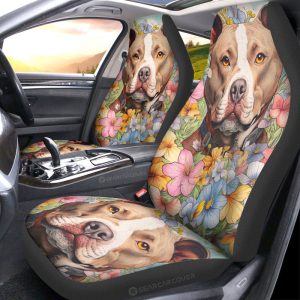 Dog Pitbull Floral Car Seat Covers Custom Car Accessories