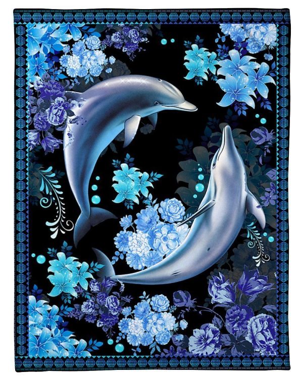 Dolphin Floral Background Special Custom Design Blanket