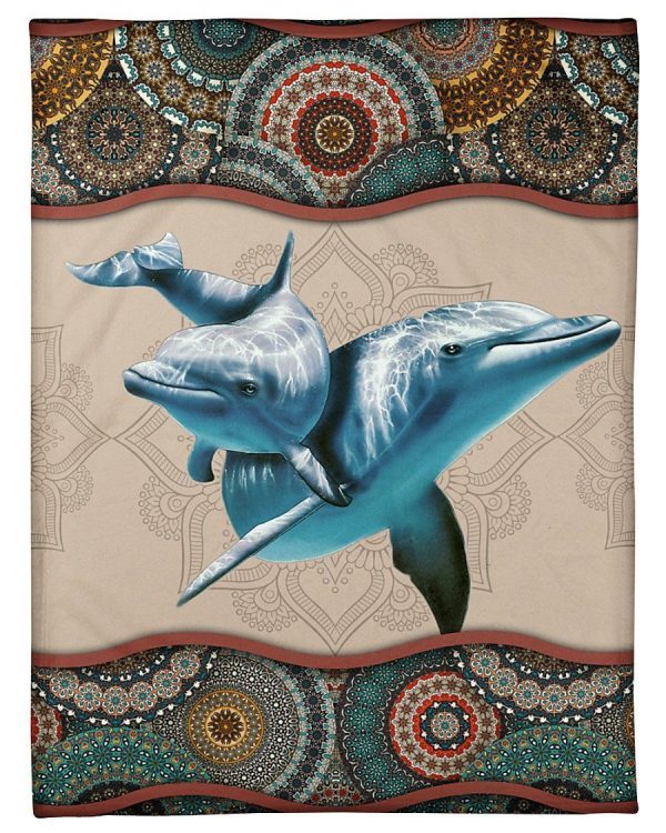 Dolphins Vintage Simple Special Custom Design For Animal Lovers Blanket