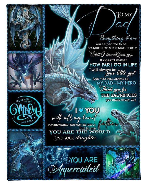 Dragon  Gift For Dad I Love You With All My Heart Blanket