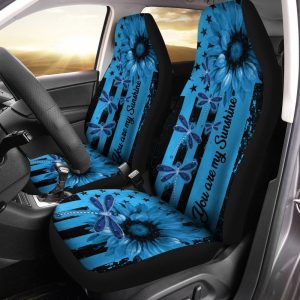 Dragonfly Car Seat Covers Custom Blue Sunflower Car Accessories