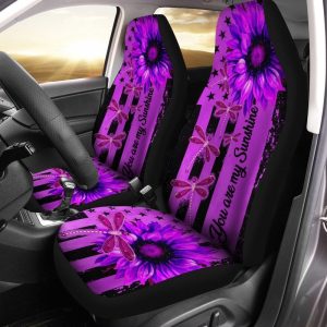 Dragonfly Car Seat Covers Custom Purple Sunflower Car Accessories