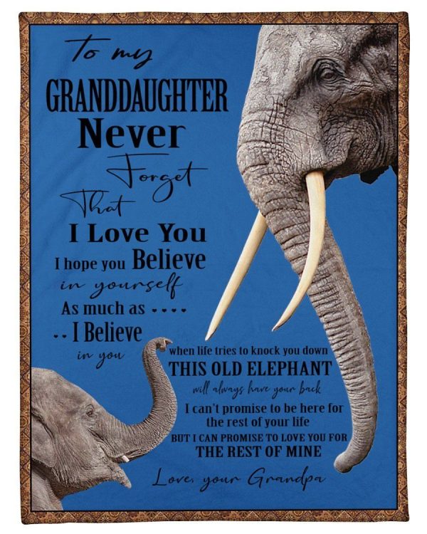 Elephant Grandpa Hopes Granddaughter To Believe In Himself Blanket