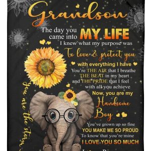 Elephant Love Message Of Pappy To Grandson Blanket