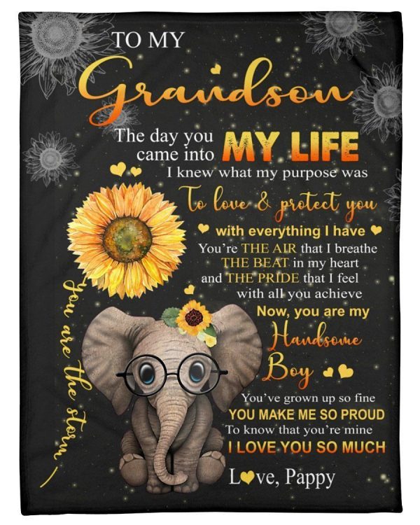 Elephant Love Message Of Pappy To Grandson Blanket