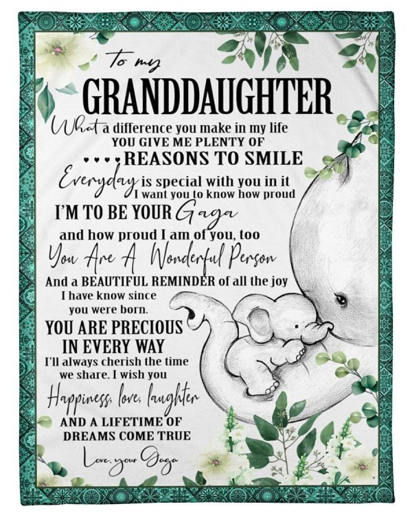 Elephant Lovely Message From Gaga Gifts For Granddaughters Blanket