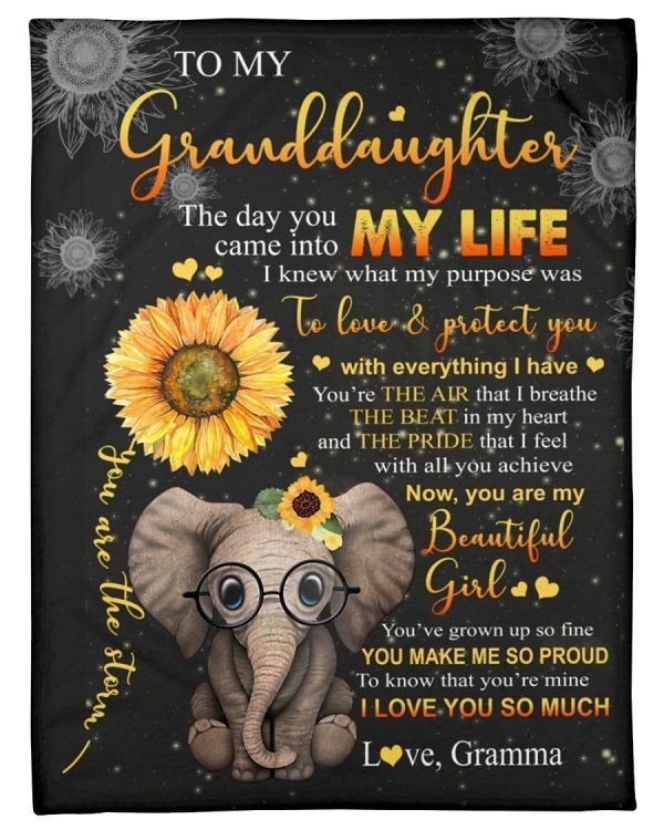 Elephant Lovely Message From Gramma Gifts For Granddaughters Blanket