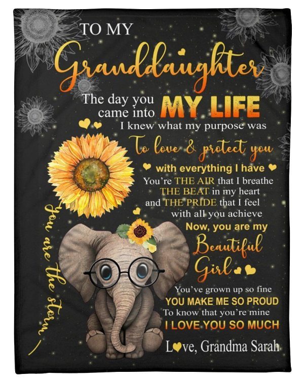 Elephant Lovely Message From Grandma Sarah Gifts For Granddaughters Blanket