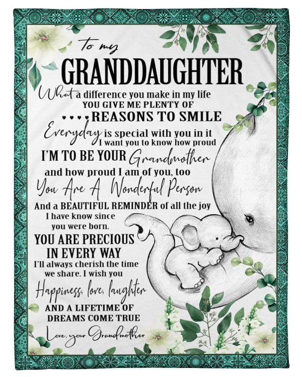 Elephant Lovely Message From Grandmother Gifts For Granddaughters Blanket