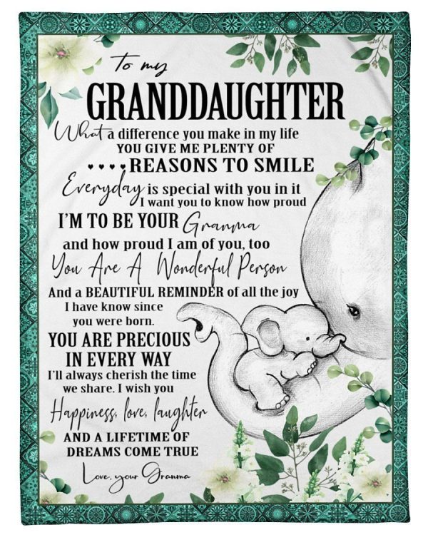 Elephant Lovely Message From Granma Gifts For Granddaughters Blanket