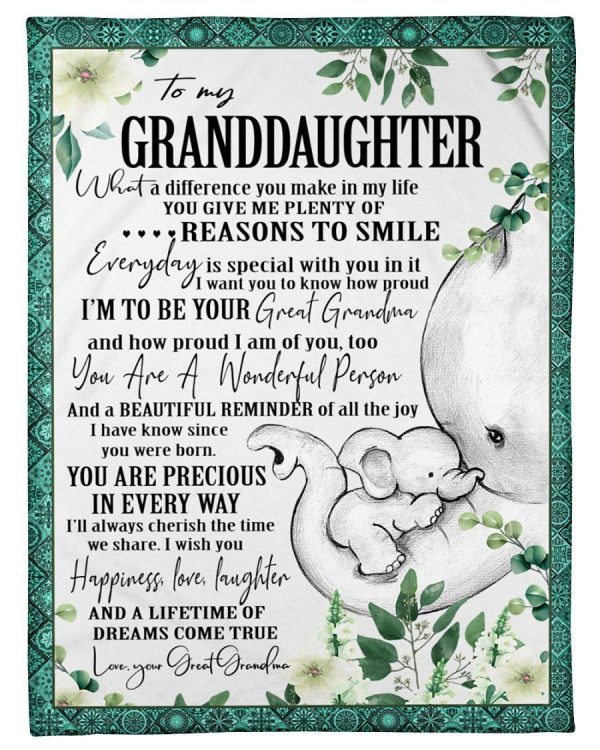 Elephant Lovely Message From Great Grandma Gifts For Granddaughters Blanket