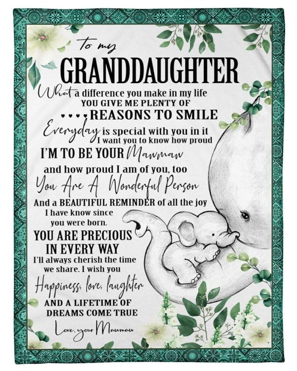 Elephant Lovely Message From Mawmaw Gifts For Granddaughters Blanket