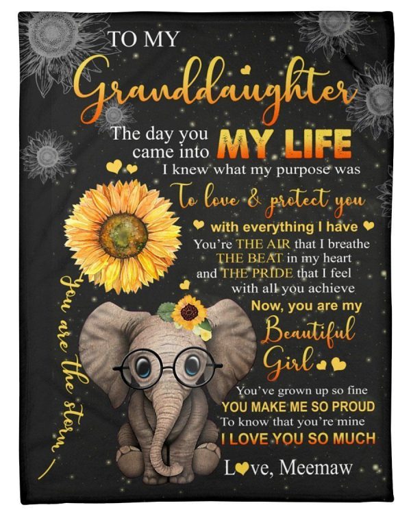 Elephant Lovely Message From Meemaw Gifts For Granddaughters Blanket