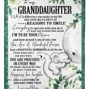 Elephant Lovely Message From Mema Gifts For Granddaughters Blanket