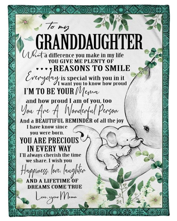 Elephant Lovely Message From Mema Gifts For Granddaughters Blanket