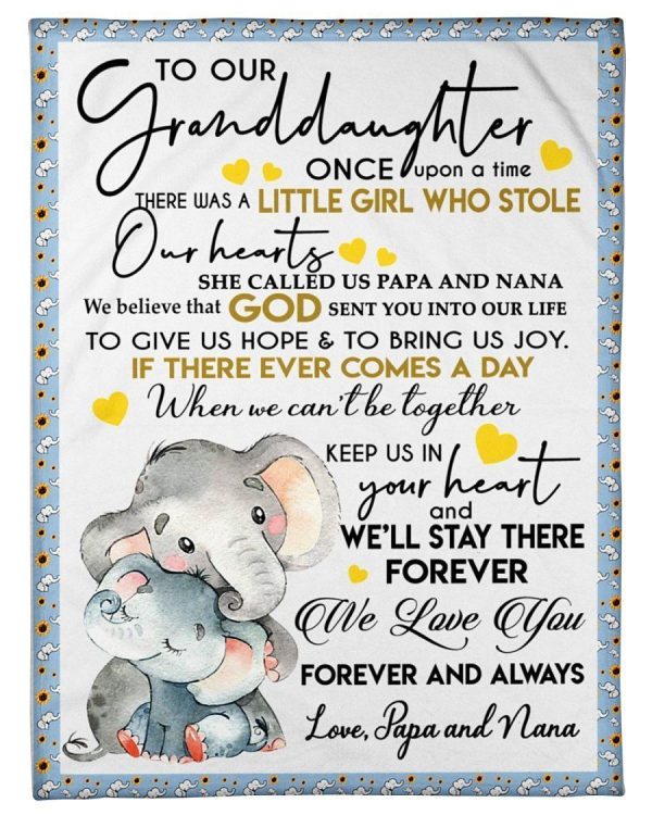 Elephant Lovely Message From Papa And Nana Gifts For Granddaughters Blanket