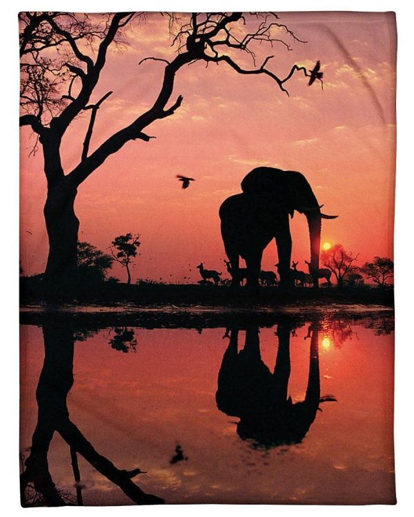 Elephant Sunset Custom Design Gift For Elephant Lovers Blanket