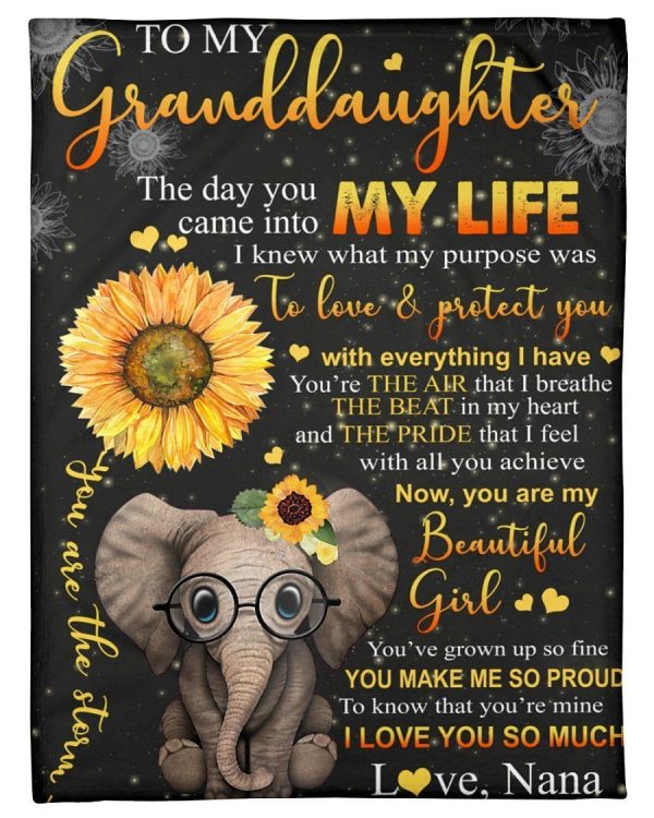 Elephent Lovely Message From Nana For Granddaughters Blanket