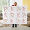 Emma Pink Floral Elephant Name Custom Text Printed Blanket