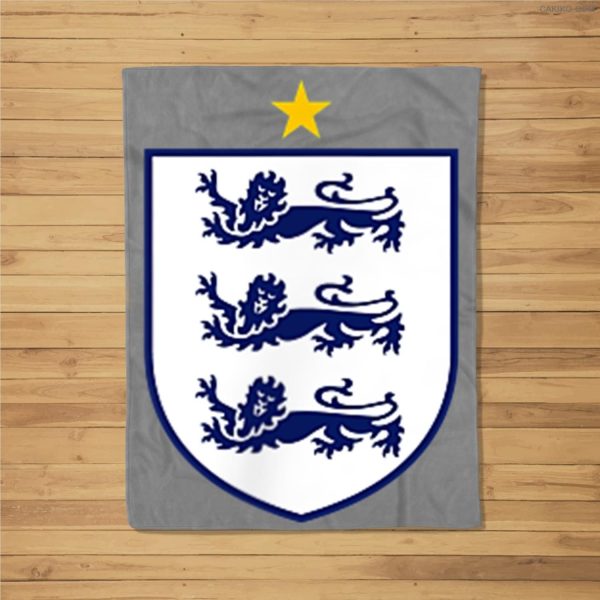 England Three Heraldic Lions Crest Soccer Football Fleece Blanket