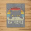 Ew People Retro Cat Funny Vintage Anti Social Introvert Fleece Blanket