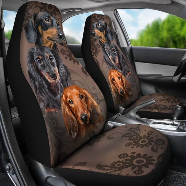 Face Of Dachshund Car Seat Covers Custom Vintage Car Accessories For Dog Lovers