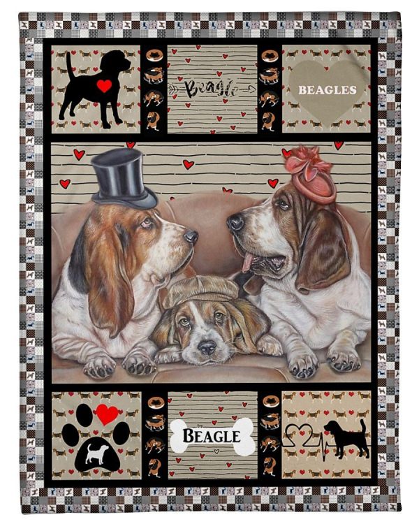 Family Beagle Love Blanket