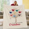 Family Tree Birds Grandma Custom Text Name Printed Blanket