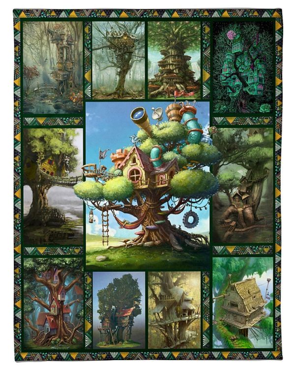 Fantasy Tree And House Blanket