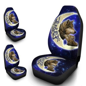 Father And Son Wolf Car Seat Covers Custom I Love You To The Moon And Back Car Accessories