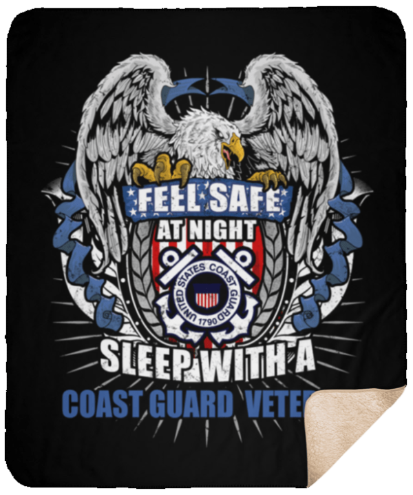 Feel Safe At Night Sleep With A Coast Guard Veteran Sherpa Blanket – 50×60