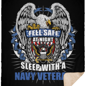 Feel Safe At Night Sleep With A Navy Veteran Sherpa Blanket – 50×60