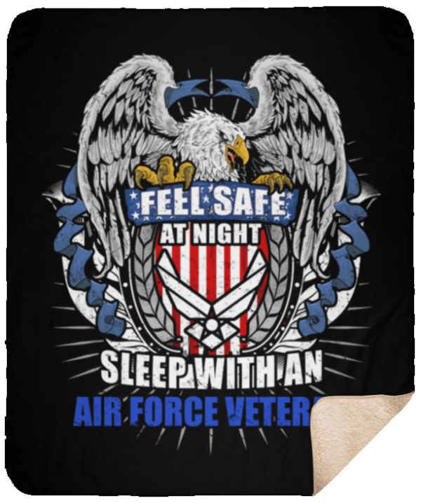 Feel Safe At Night Sleep With An Air Force Veteran Sherpa Blanket – 50×60