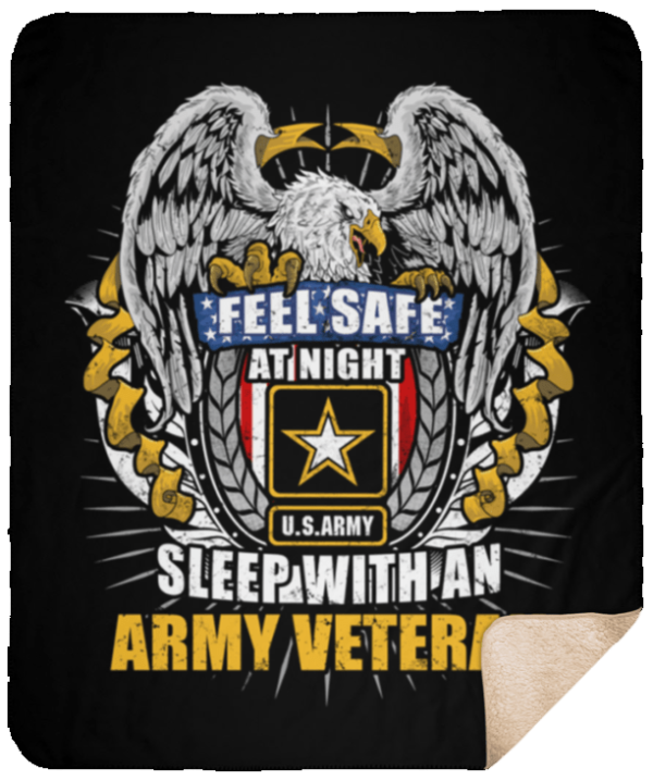 Feel Safe At Night Sleep With An Army Veteran Sherpa Blanket – 50×60