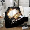 Fire Baseball Custom Text Name Blanket