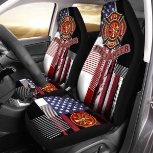 Firefighter Car Seat Cover Custom US Flag Car Accessories