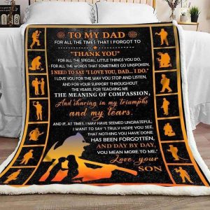 Firefighter Dad Son Silhouette Thank You Son Gift For Dad Blanket