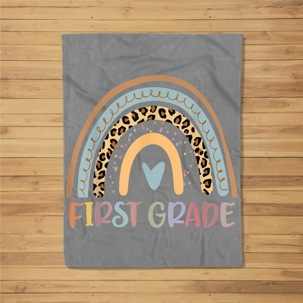 First Grade Rainbow Leopard Girls Teacher Team 1St Grade Fleece Blanket