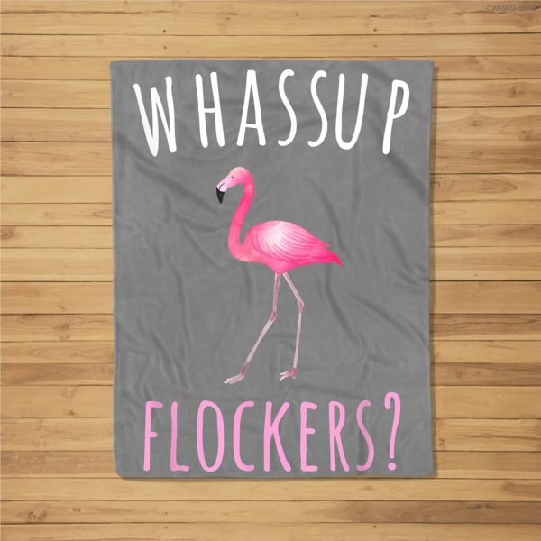 Flamingo Design – Whassup Flockers Fleece Blanket