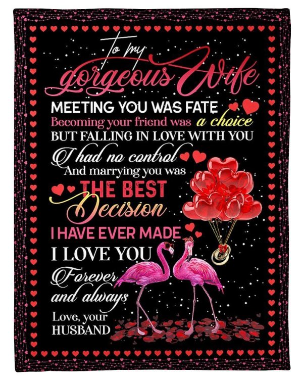 Flamingo Lovely Message From Husband Gifts For Wife Blanket