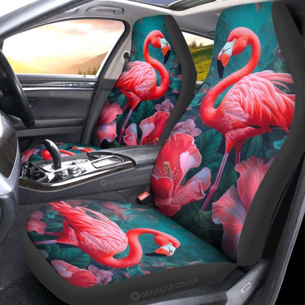 Flamingo Mixed Floral Car Seat Covers Custom Car Accessories