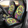 Floral Peace Car Seat Covers Custom Hippie Car Interior Accessories