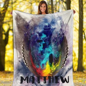 Football Color Fog Custom Text Name Blanket