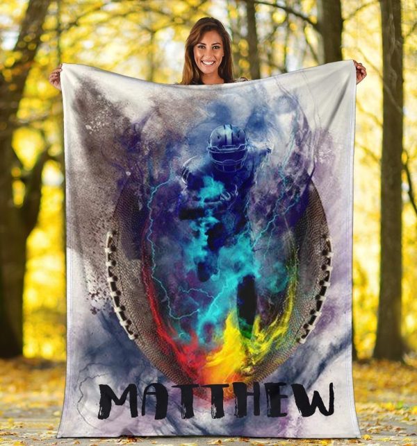 Football Color Fog Custom Text Name Blanket