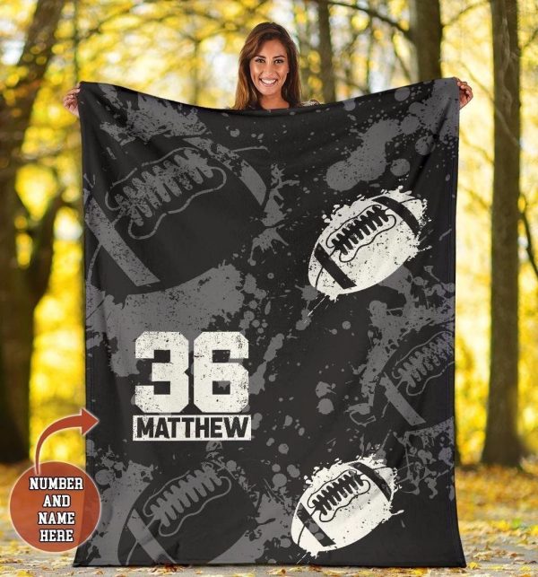 Football Dark Matthew Custom Text Name Number Blanket