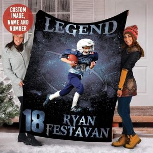 Football Legend Custom Text Name And Number Blanket