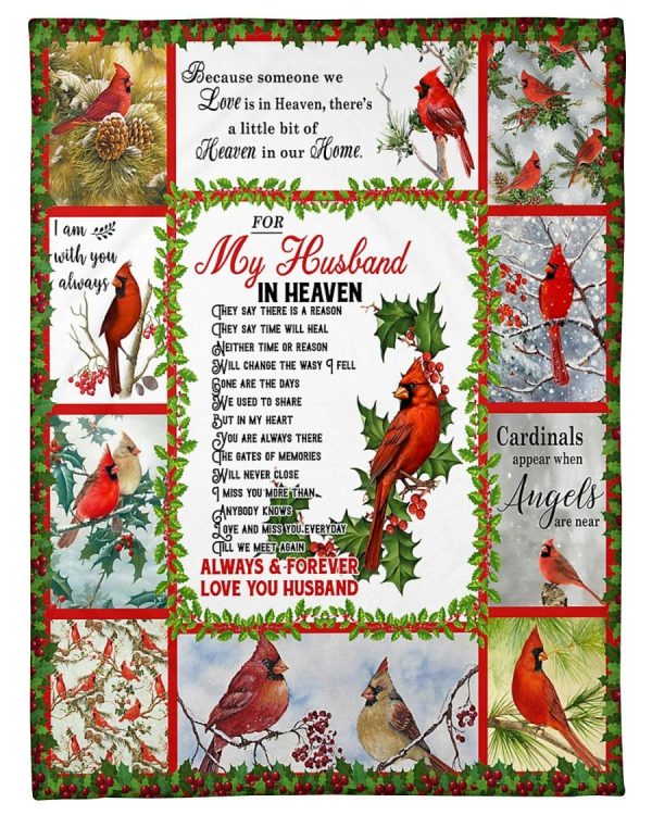 For My Husband In Heaven Cardinal Blanket